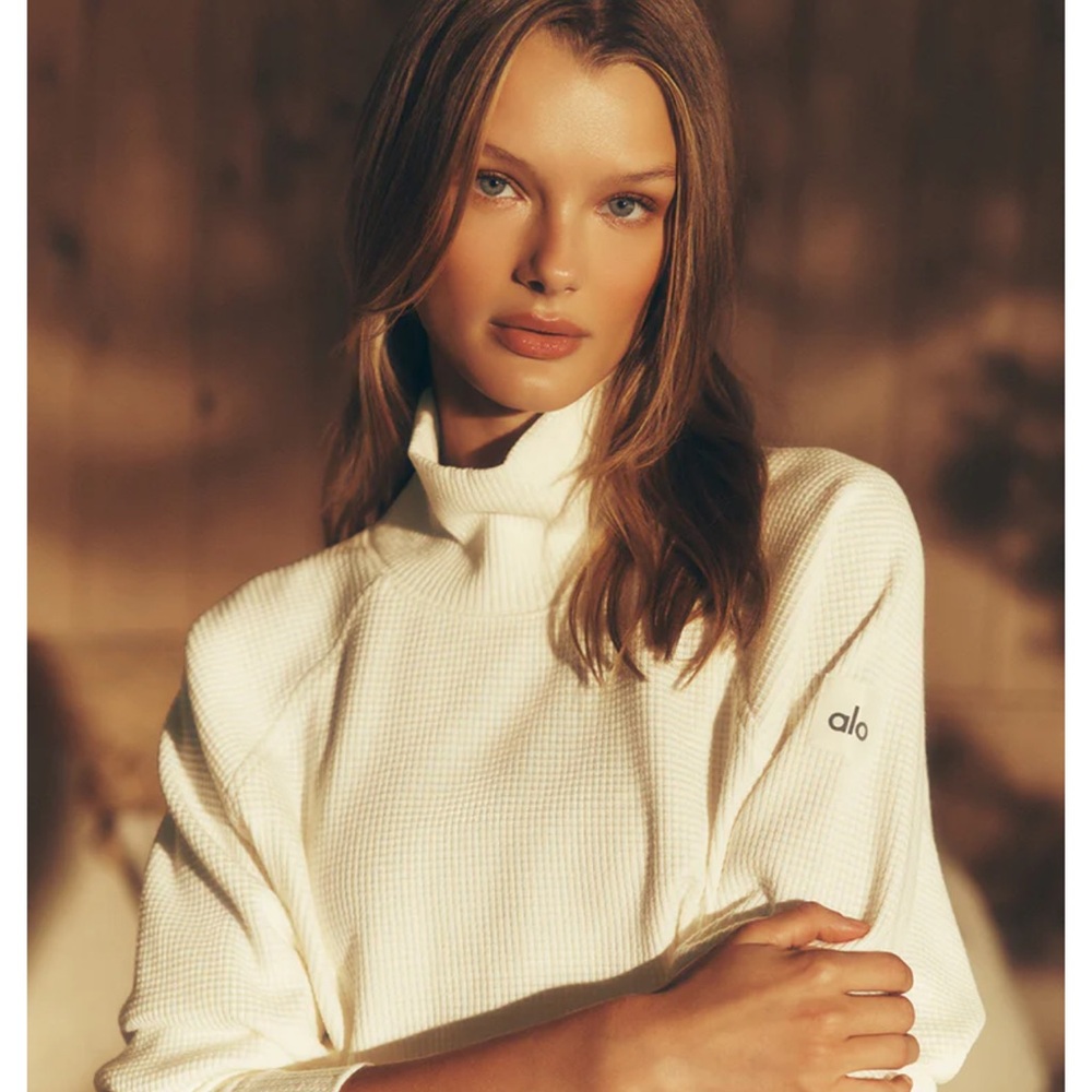 ALO Yoga White Waffle Knit Sweater